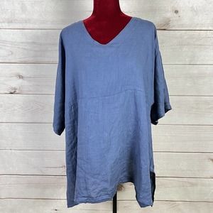 Match Point 100% Linen Kimono Pullover Tunic